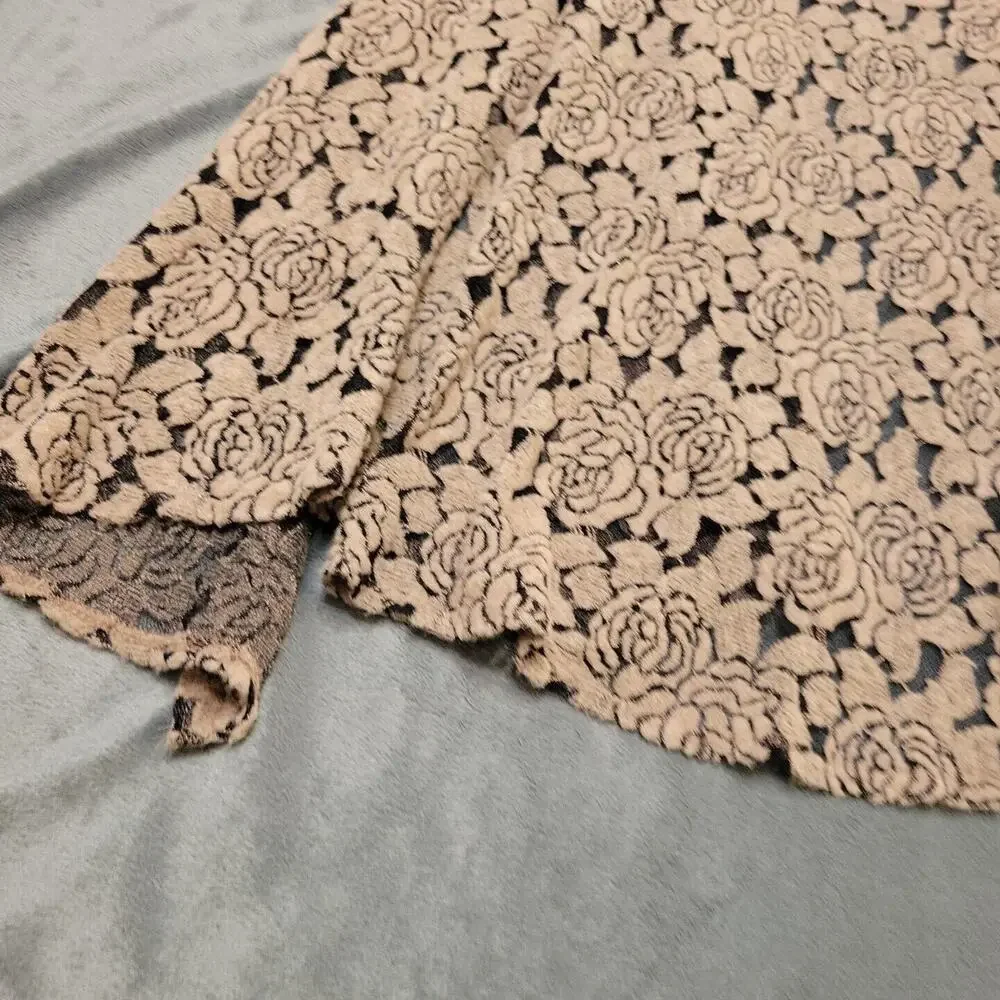 Lularoe Shaw Women Small Brown Rose Sheer Sleeveless Boho Long Line Art Open Top